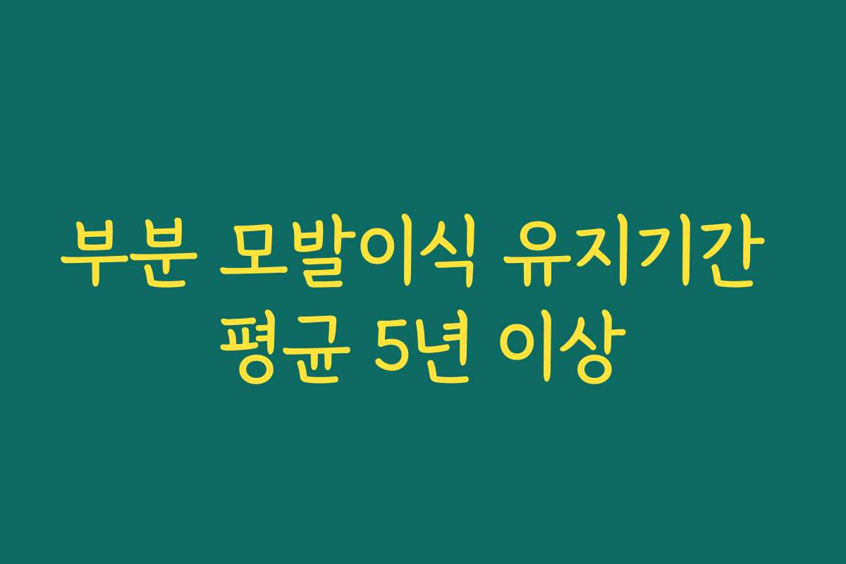 부분 모발이식 유지기간 평균 5년 이상