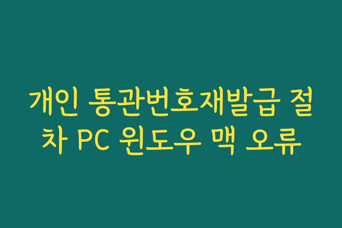 개인 통관번호재발급 절차 PC 윈도우 맥 오류
