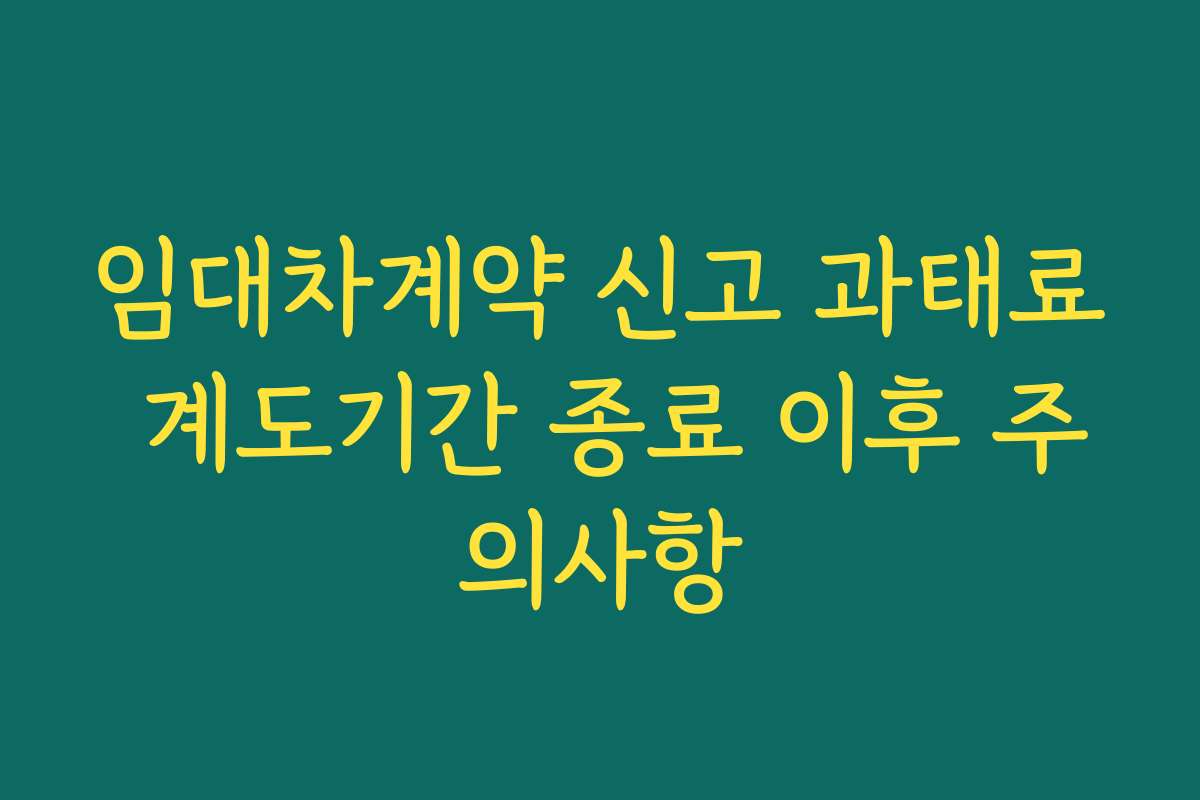 임대차계약 신고 과태료 계도기간 종료 이후 주의사항