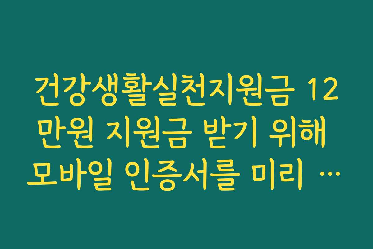 건강생활실천지원금 12만원 지원금 받기 위해 모바일 인증서를 미리 준비해 두세요