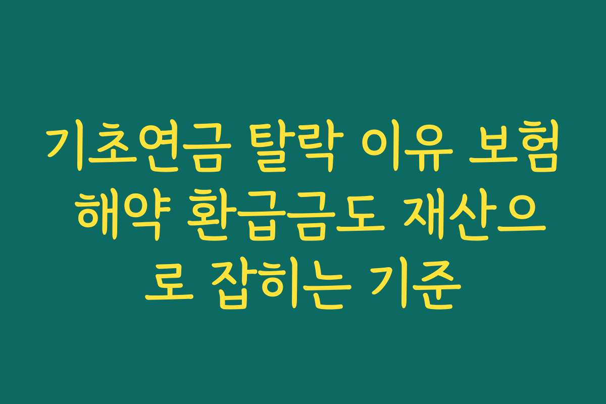 기초연금 탈락 이유 보험 해약 환급금도 재산으로 잡히는 기준