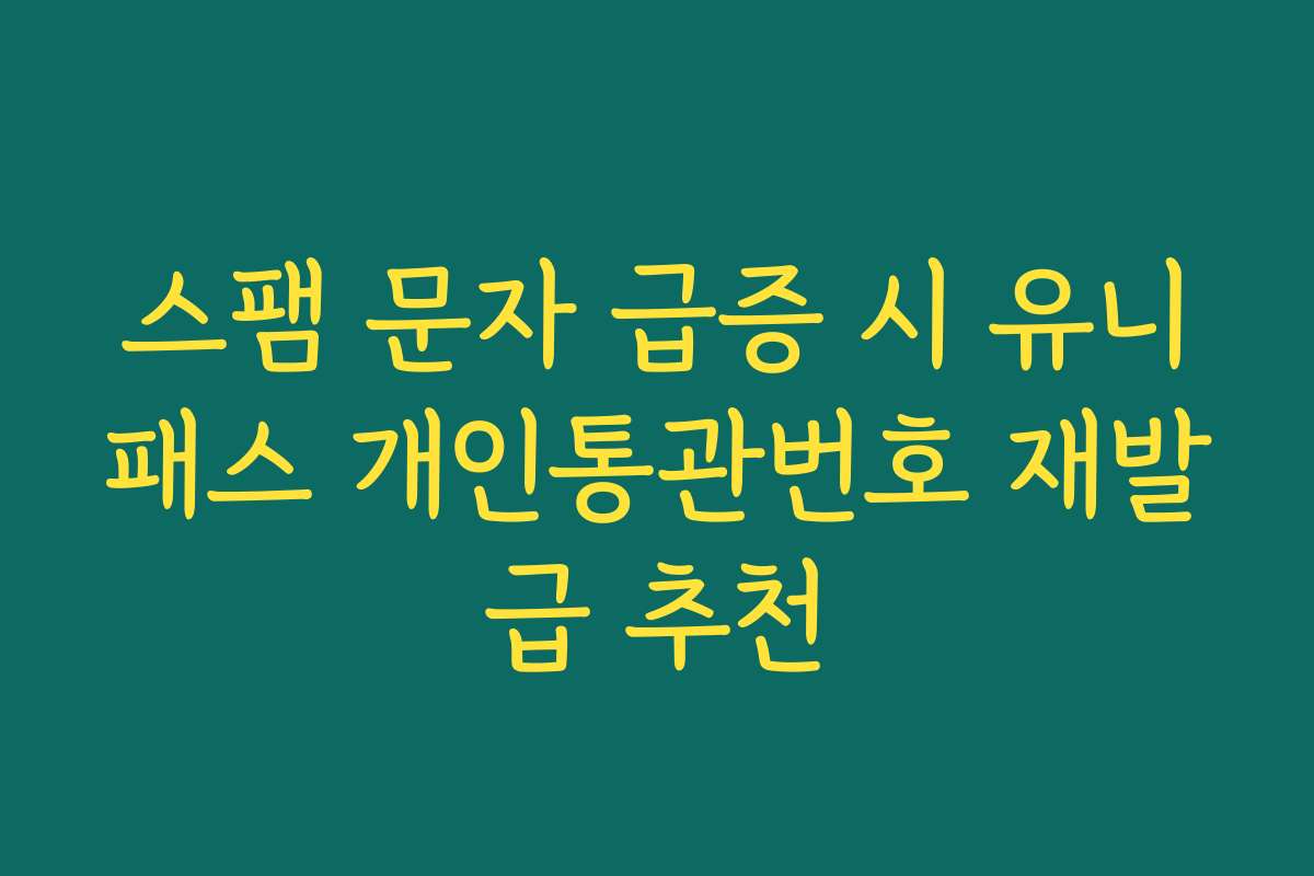 스팸 문자 급증 시 유니패스 개인통관번호 재발급 추천