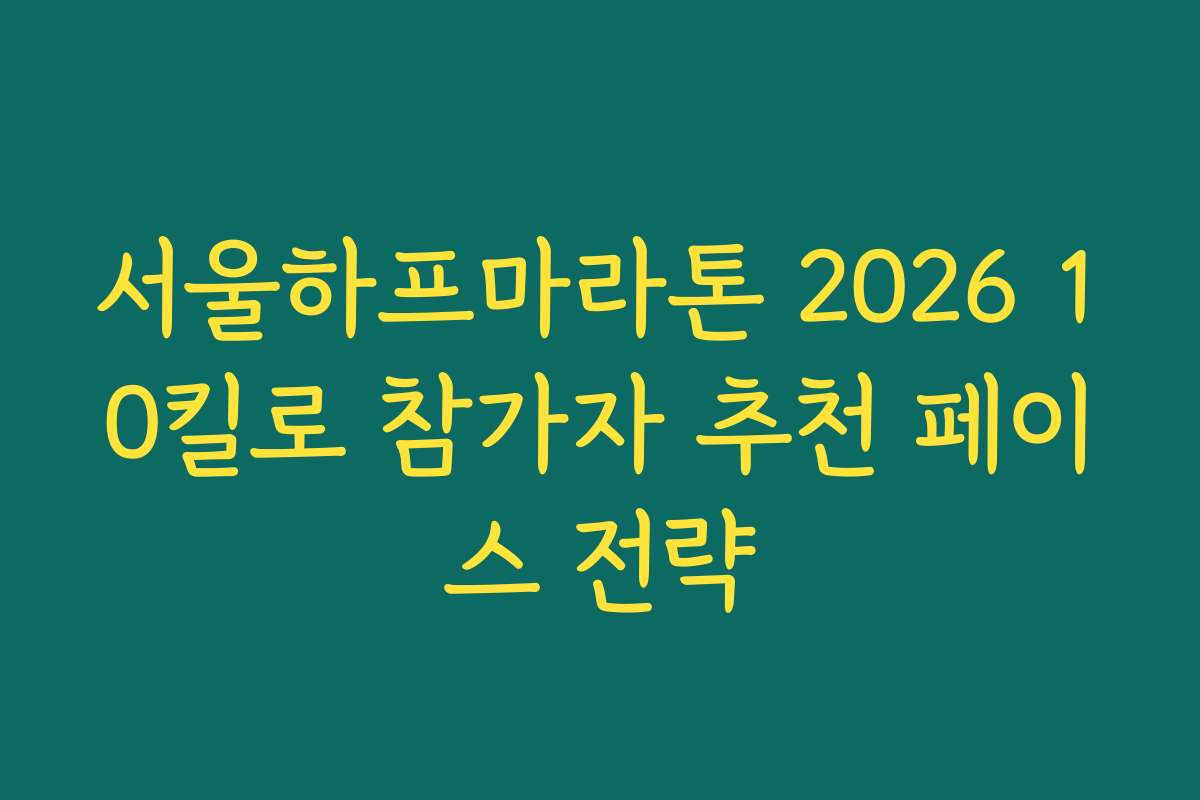 서울하프마라톤 2026 10킬로 참가자 추천 페이스 전략