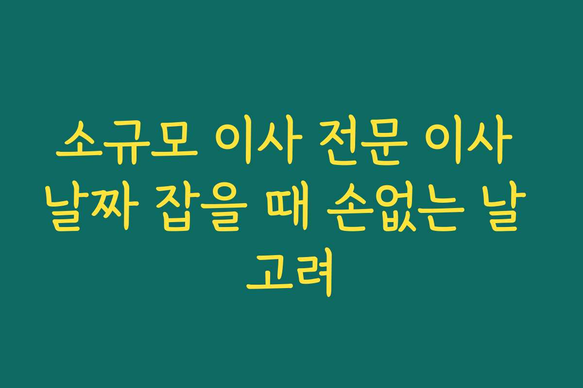 소규모 이사 전문 이사 날짜 잡을 때 손없는 날 고려