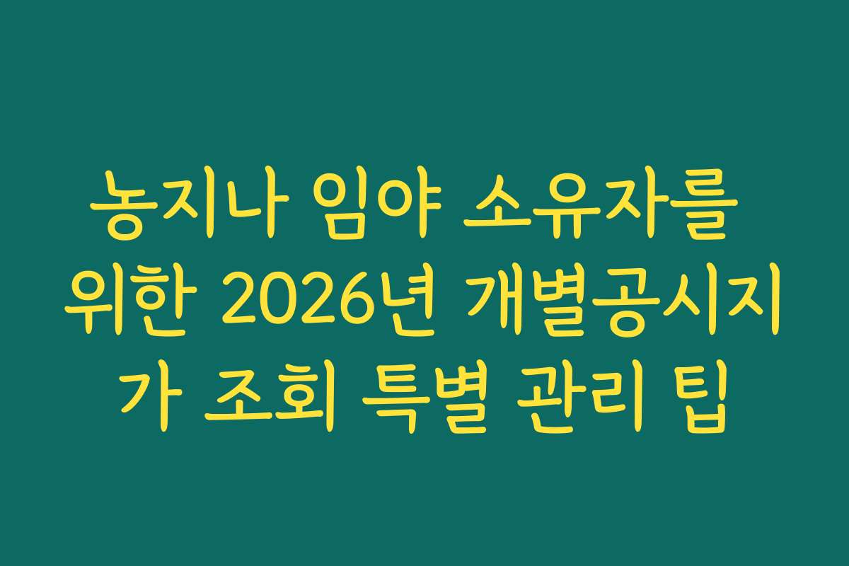 농지나 임야 소유자를 위한 2026년 개별공시지가 조회 특별 관리 팁