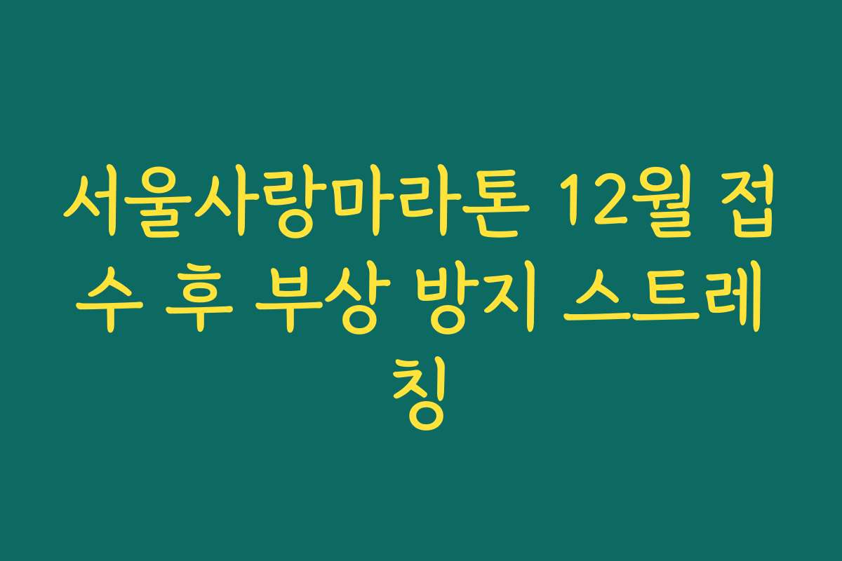 서울사랑마라톤 12월 접수 후 부상 방지 스트레칭