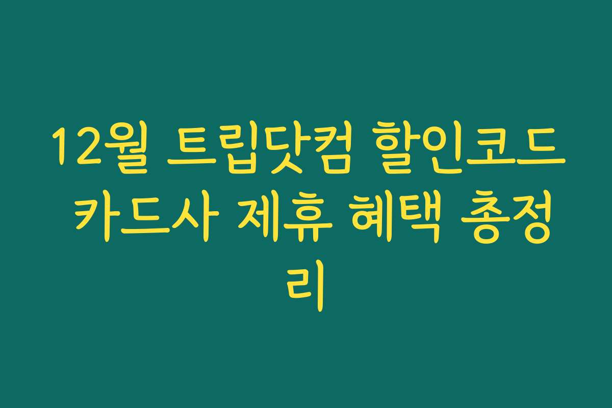 12월 트립닷컴 할인코드 카드사 제휴 혜택 총정리
