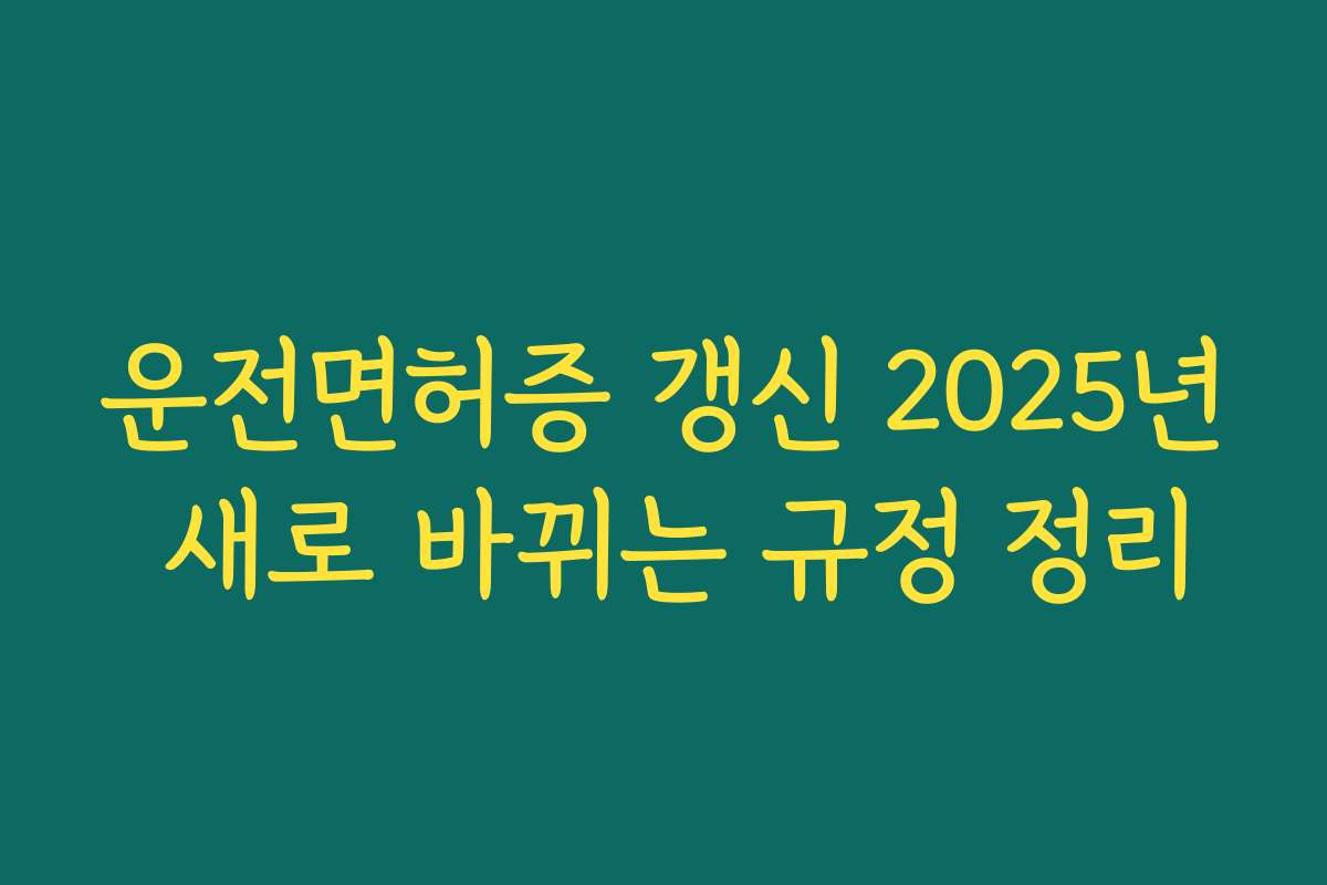 운전면허증 갱신 2025년 새로 바뀌는 규정 정리