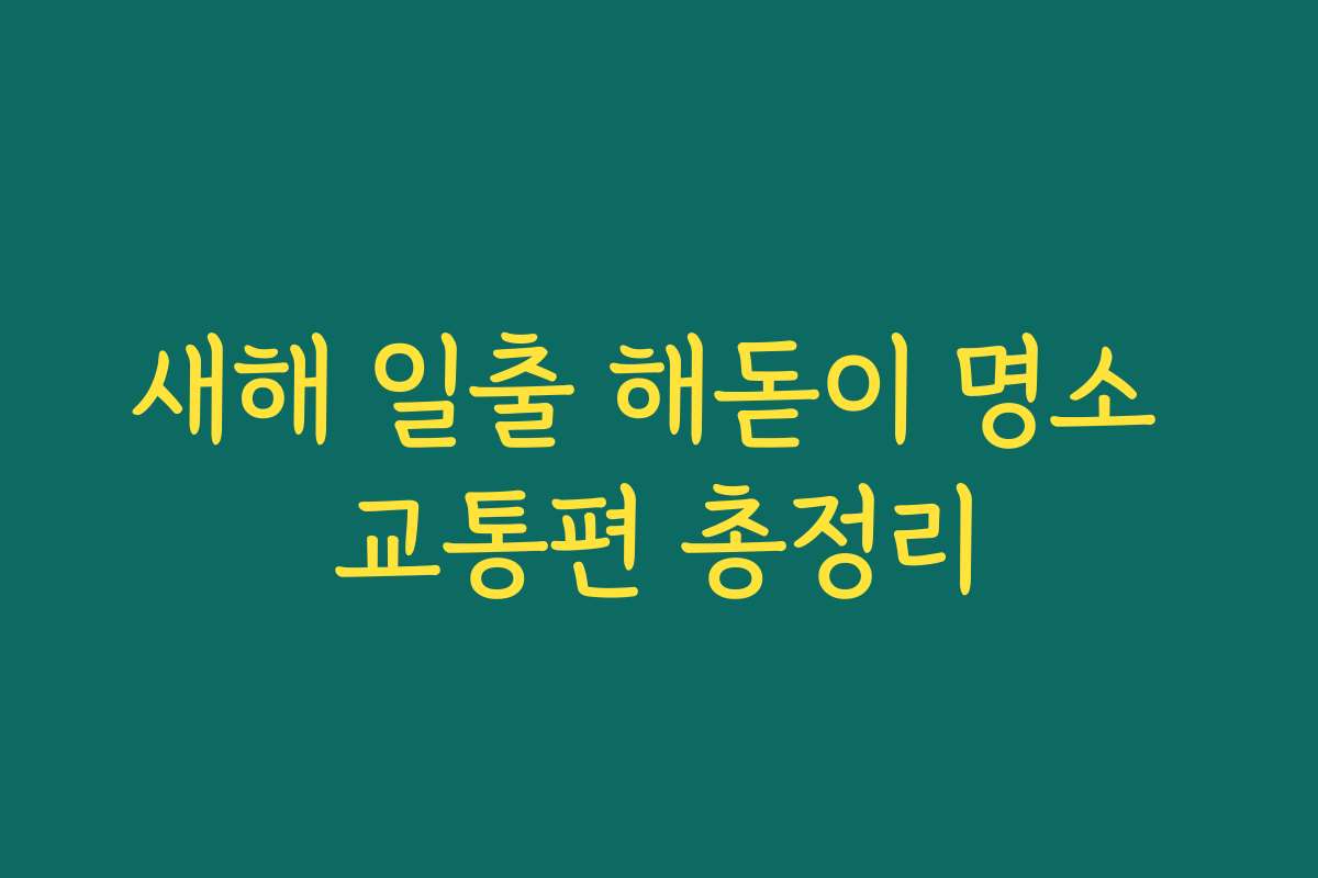 새해 일출 해돋이 명소 교통편 총정리