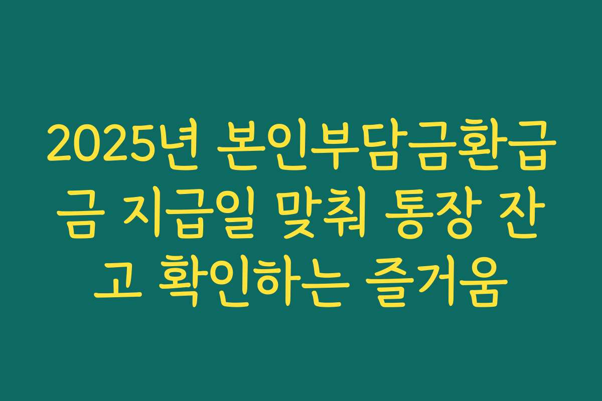 2025년 본인부담금환급금 지급일 맞춰 통장 잔고 확인하는 즐거움