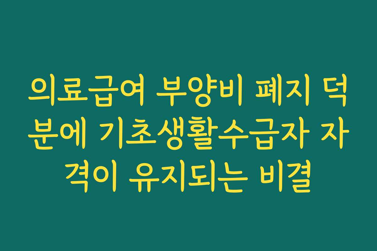 의료급여 부양비 폐지 덕분에 기초생활수급자 자격이 유지되는 비결