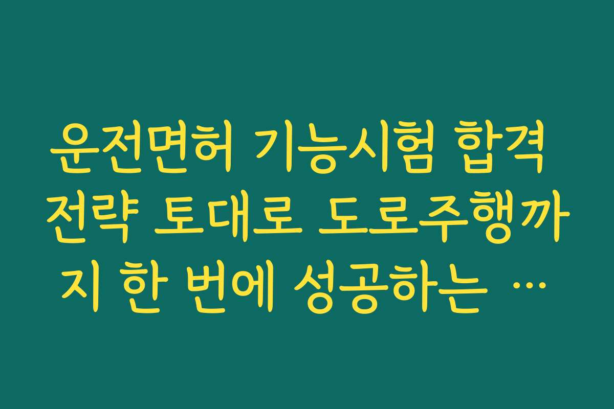 운전면허 기능시험 합격 전략 토대로 도로주행까지 한 번에 성공하는 비결