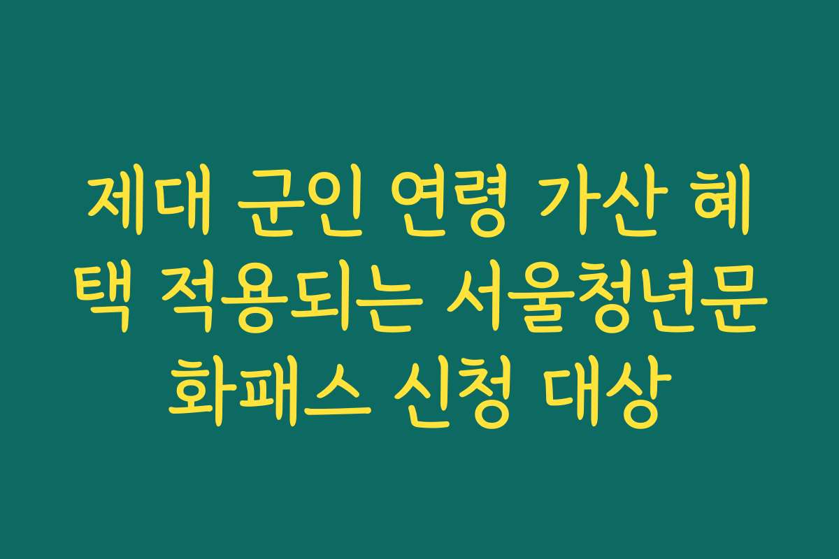 제대 군인 연령 가산 혜택 적용되는 서울청년문화패스 신청 대상
