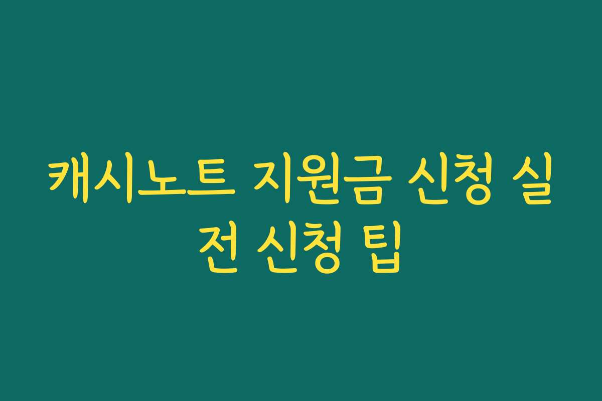 캐시노트 지원금 신청 실전 신청 팁