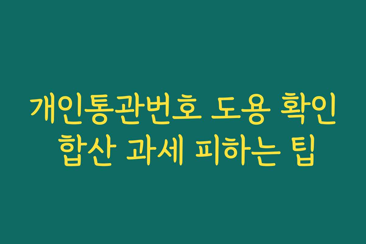 개인통관번호 도용 확인 합산 과세 피하는 팁