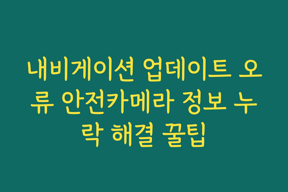 내비게이션 업데이트 오류 안전카메라 정보 누락 해결 꿀팁