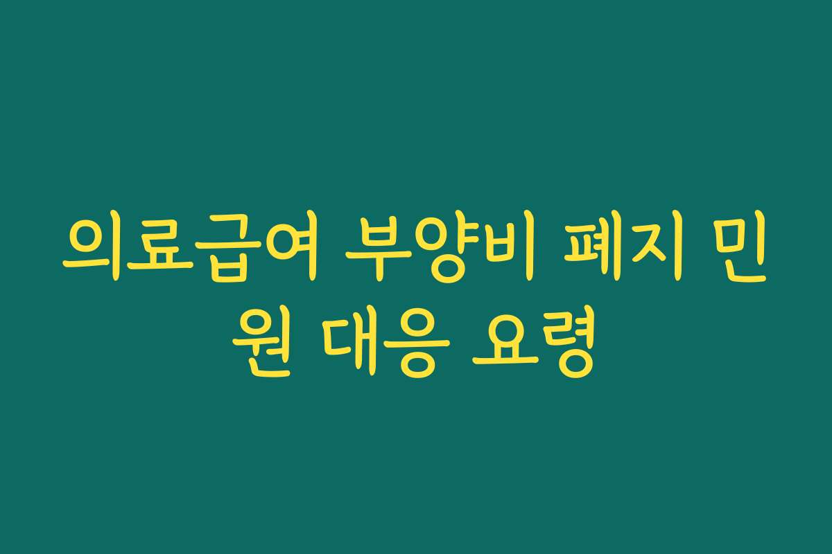 의료급여 부양비 폐지 민원 대응 요령