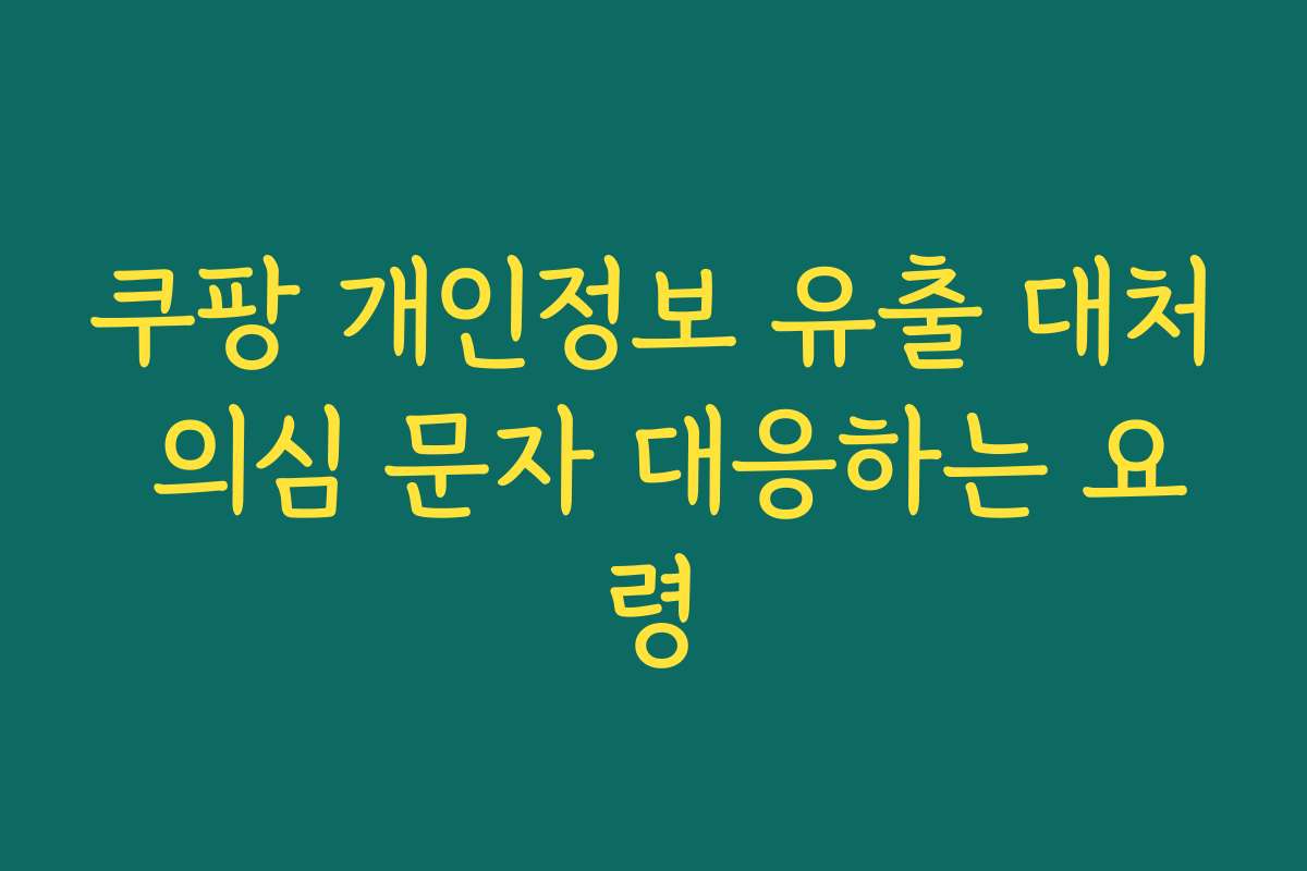 쿠팡 개인정보 유출 대처 의심 문자 대응하는 요령