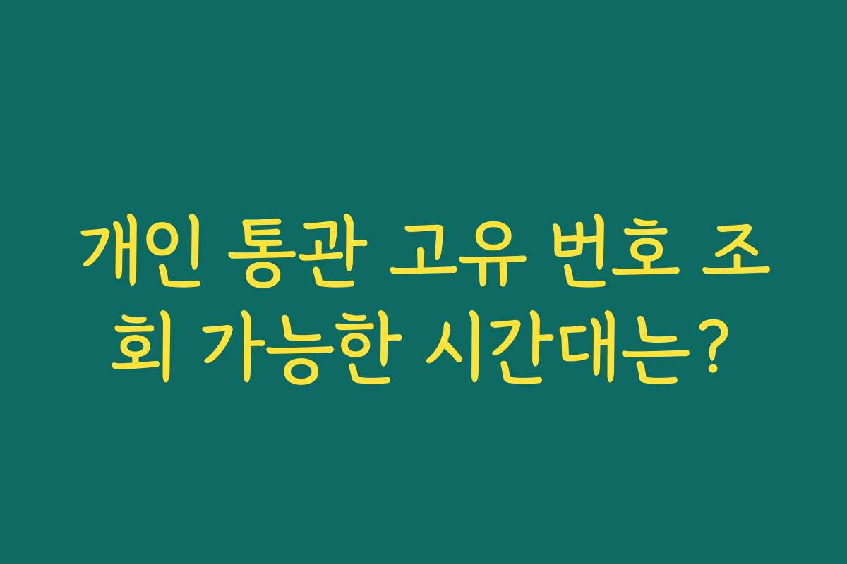개인 통관 고유 번호 조회 가능한 시간대는?