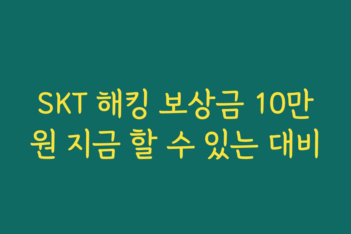 SKT 해킹 보상금 10만원 지금 할 수 있는 대비