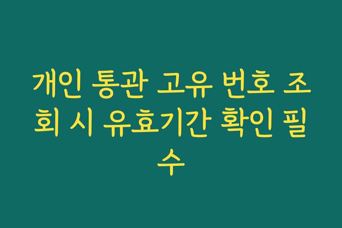 개인 통관 고유 번호 조회 시 유효기간 확인 필수
