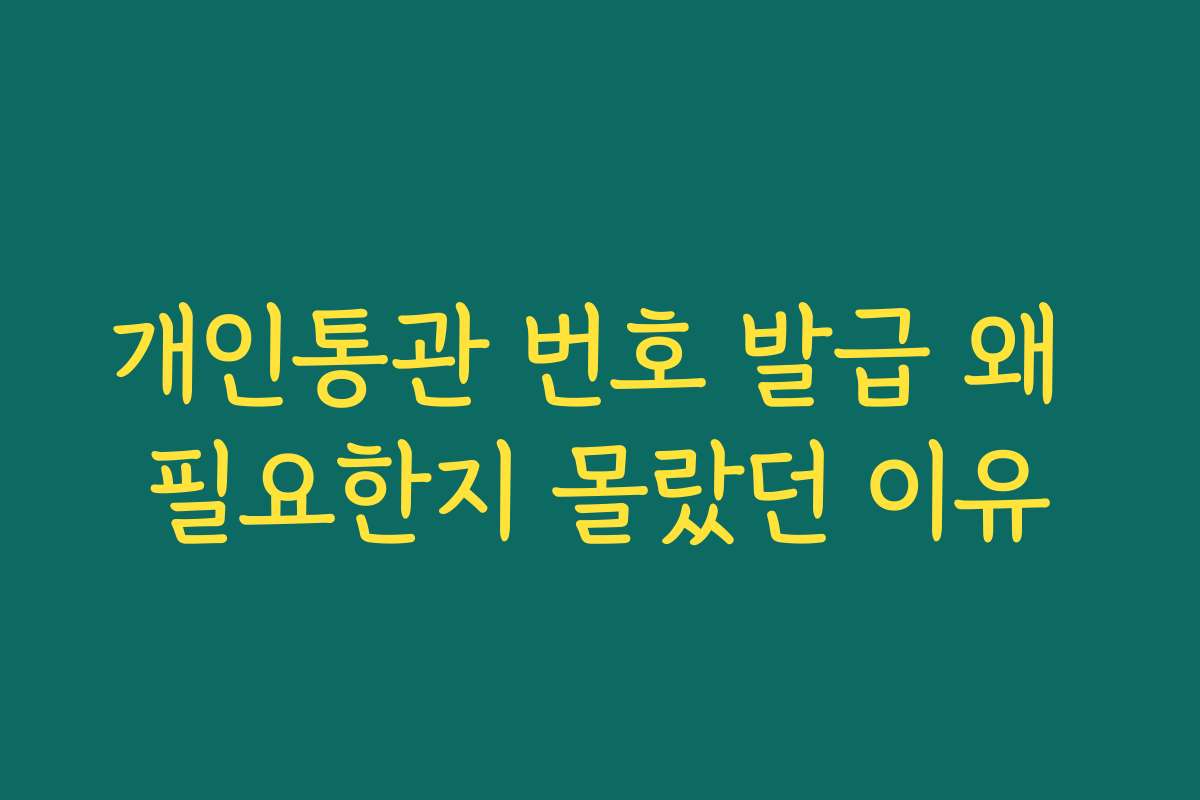 개인통관 번호 발급 왜 필요한지 몰랐던 이유