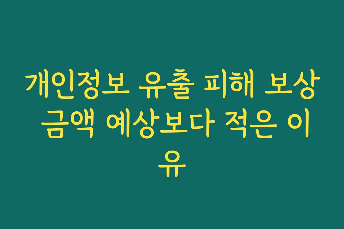 개인정보 유출 피해 보상 금액 예상보다 적은 이유