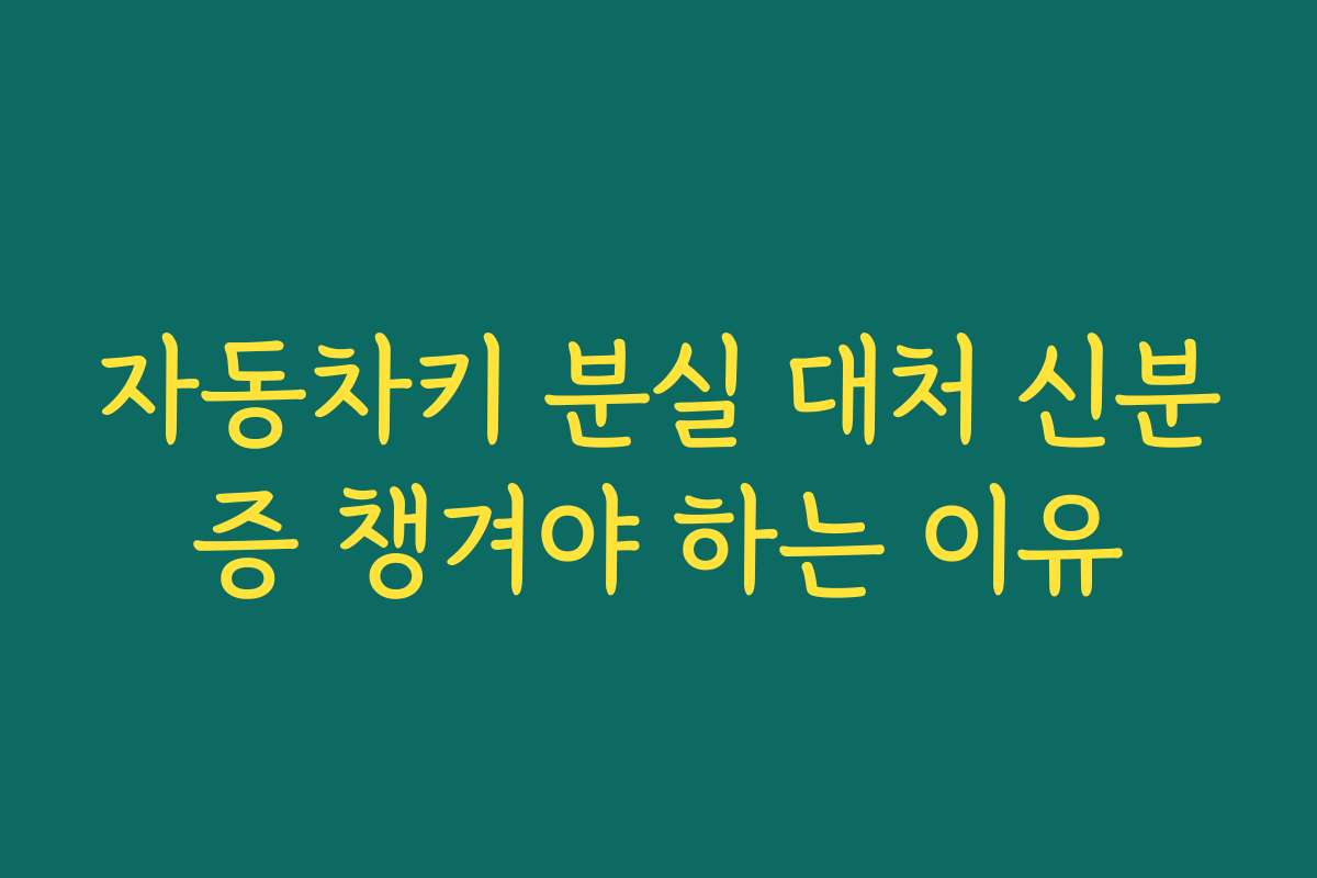 자동차키 분실 대처 신분증 챙겨야 하는 이유