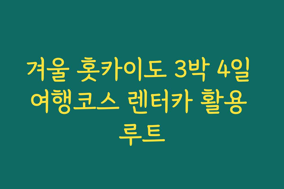겨울 홋카이도 3박 4일 여행코스 렌터카 활용 루트