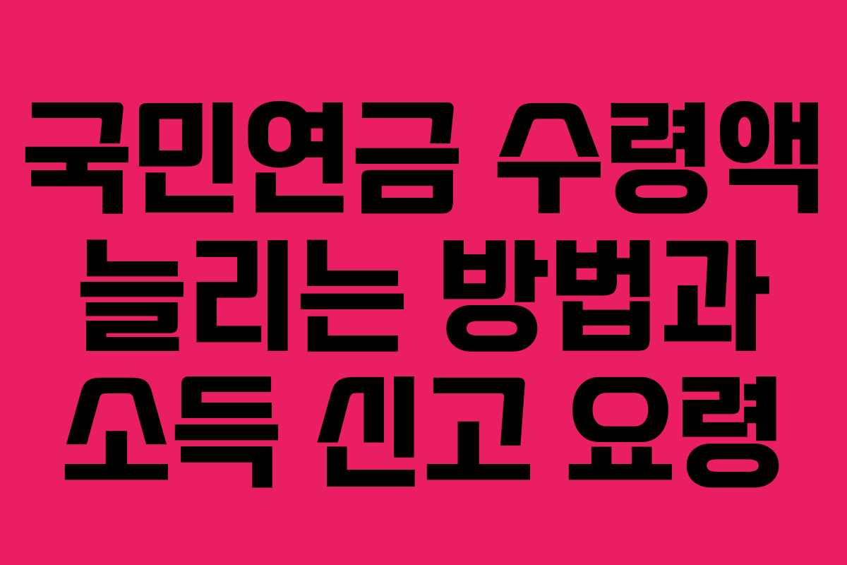 국민연금 수령액 늘리는 방법과 소득 신고 요령