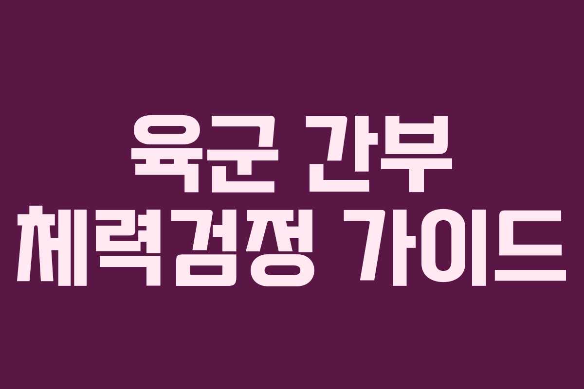 육군 간부 체력검정 가이드