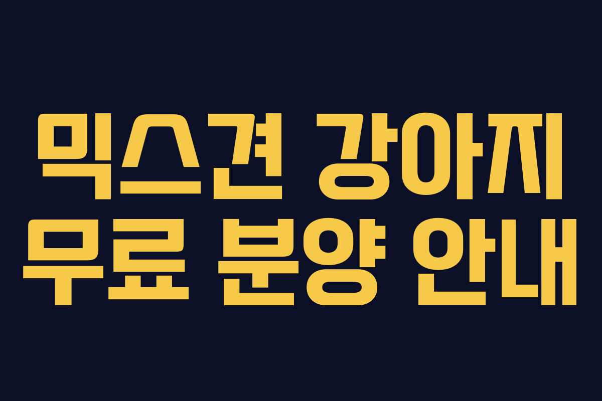 믹스견 강아지 무료 분양 안내