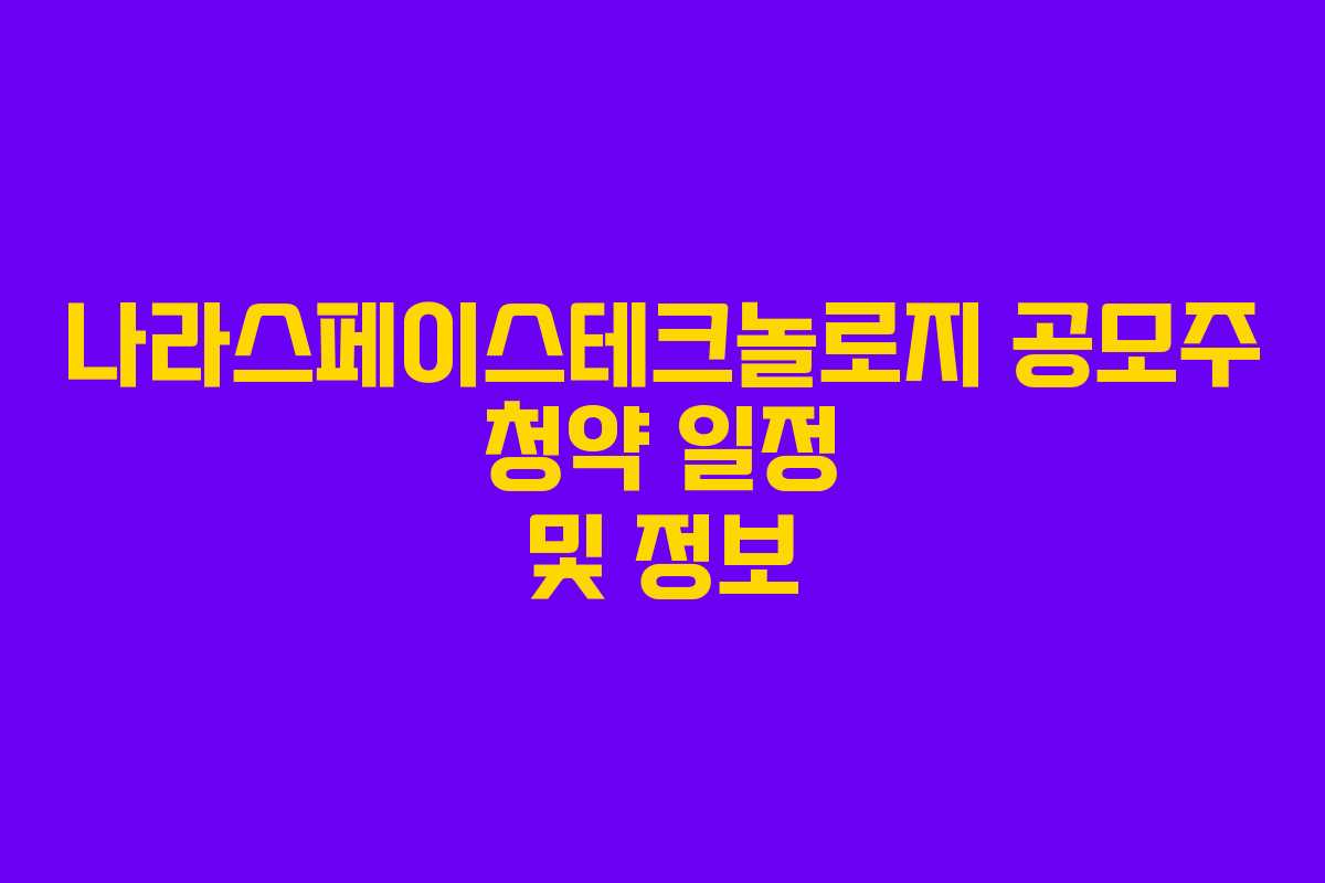 나라스페이스테크놀로지 공모주 청약 일정 및 정보