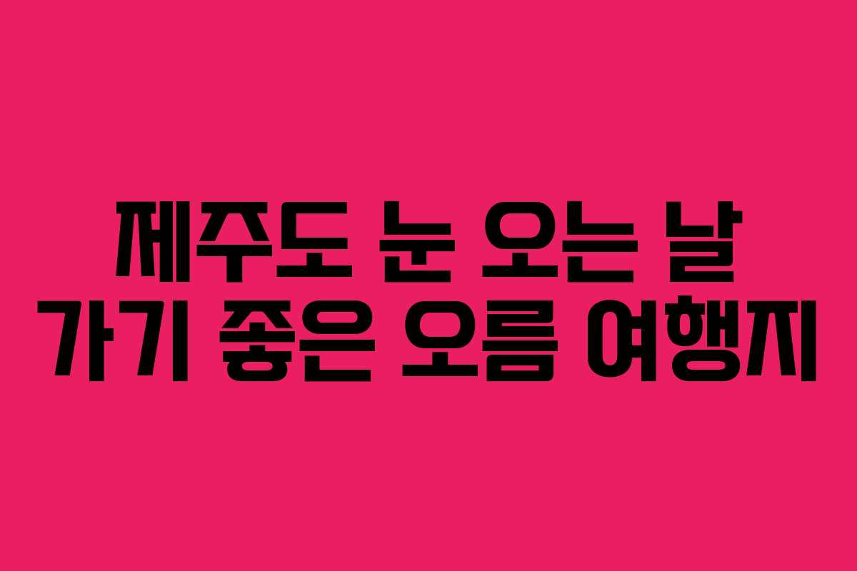 제주도 눈 오는 날 가기 좋은 오름 여행지