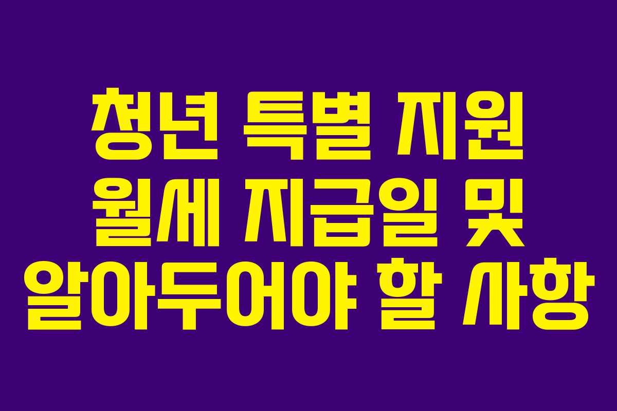 청년 특별 지원 월세 지급일 및 알아두어야 할 사항