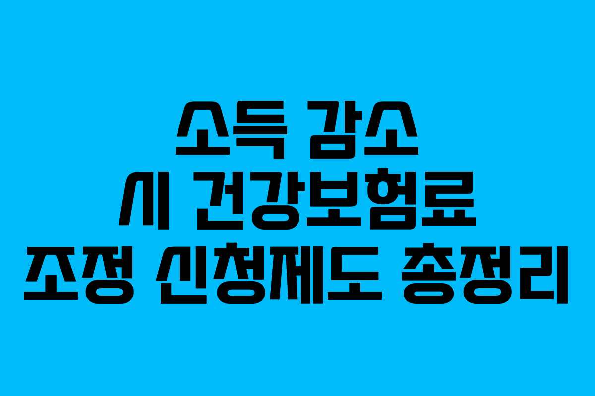 소득 감소 시 건강보험료 조정 신청제도 총정리