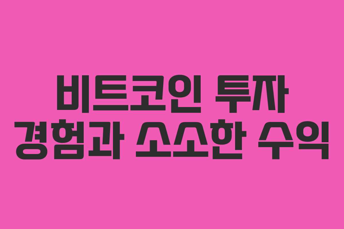 비트코인 투자 경험과 소소한 수익