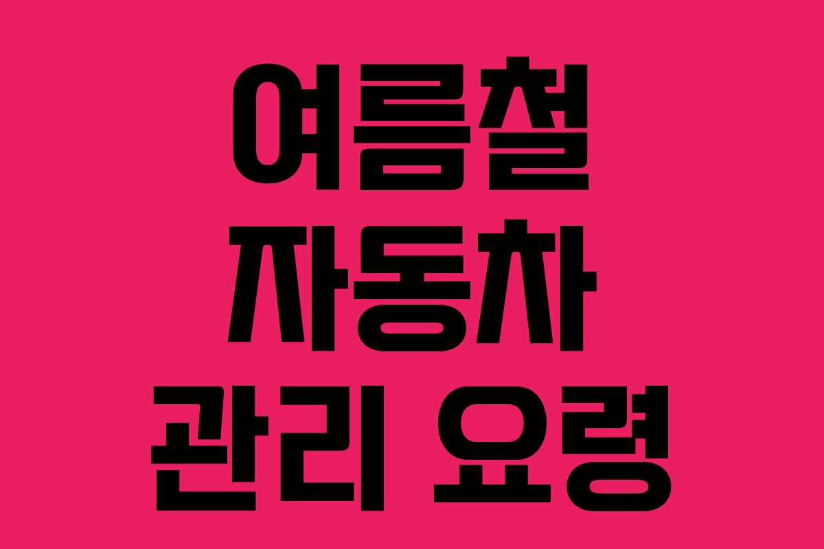 여름철 자동차 관리 요령