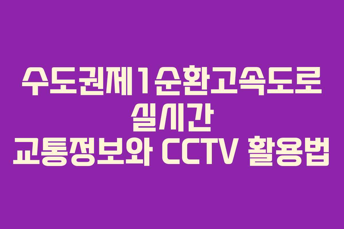 수도권제1순환고속도로 실시간 교통정보와 CCTV 활용법