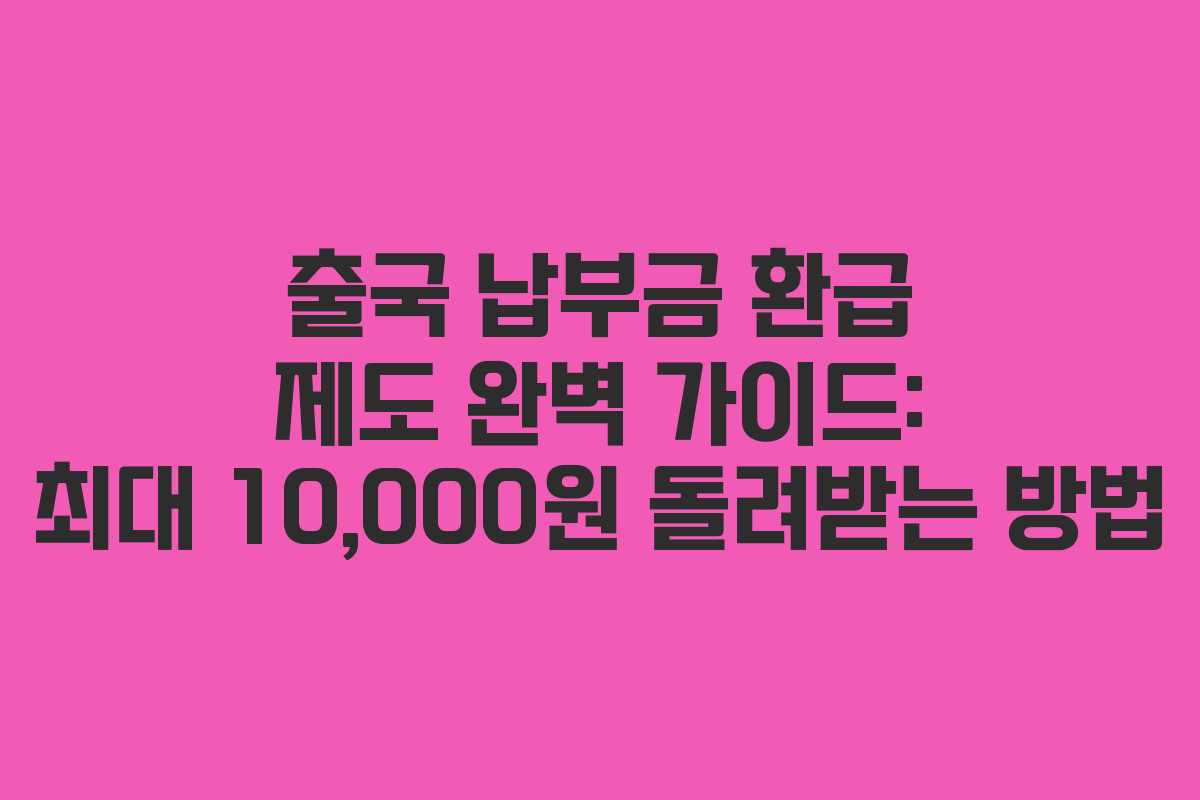 출국 납부금 환급 제도 완벽 가이드: 최대 10,000원 돌려받는 방법