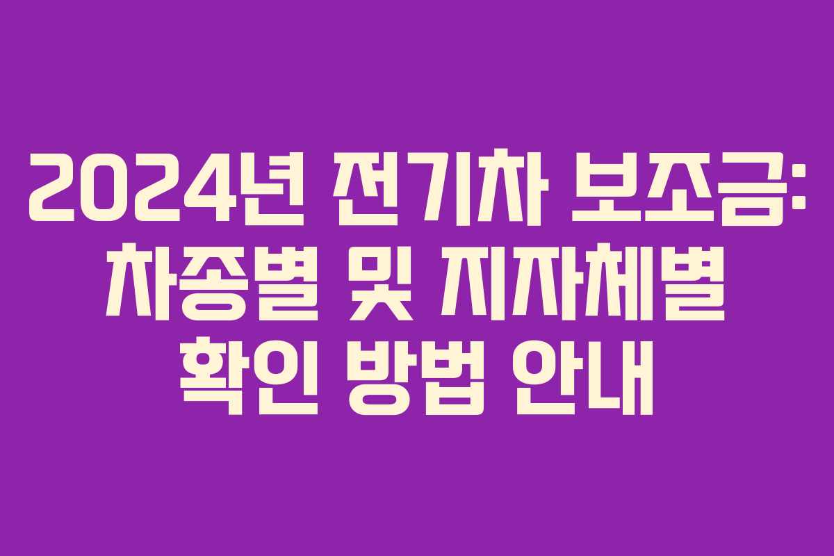 2024년 전기차 보조금: 차종별 및 지자체별 확인 방법 안내