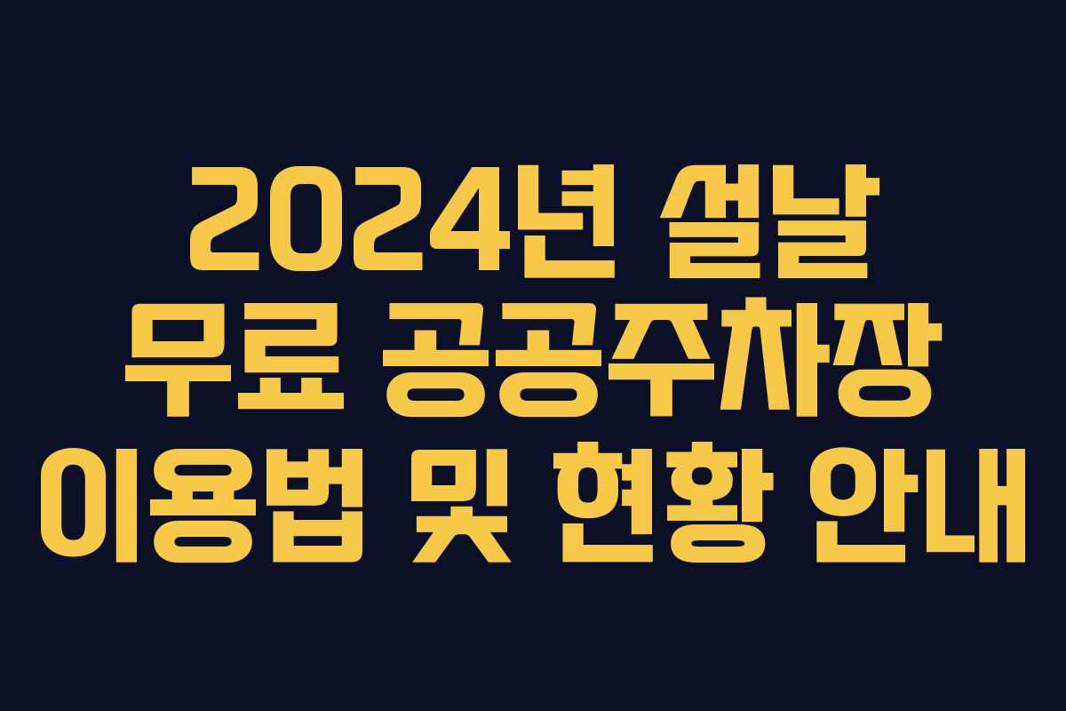 2024년 설날 무료 공공주차장 이용법 및 현황 안내