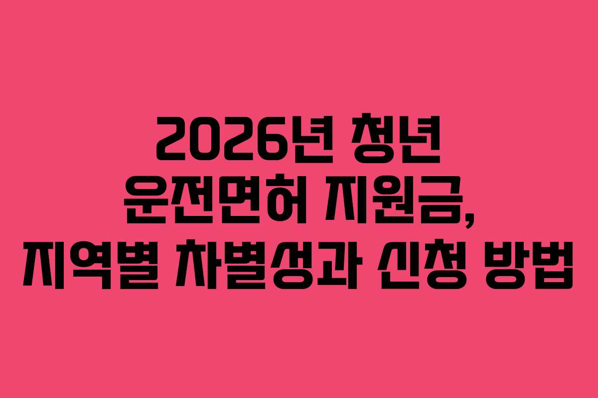 2026년 청년 운전면허 지원금, 지역별 차별성과 신청 방법