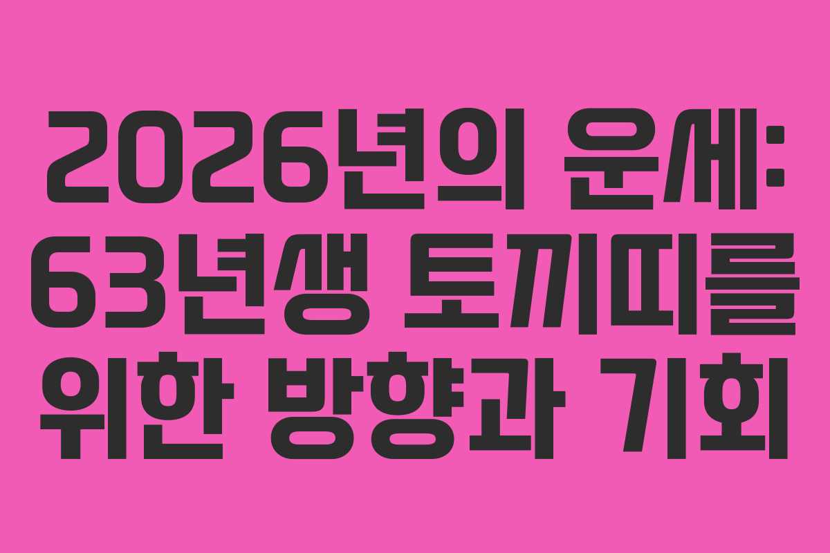 2026년의 운세: 63년생 토끼띠를 위한 방향과 기회