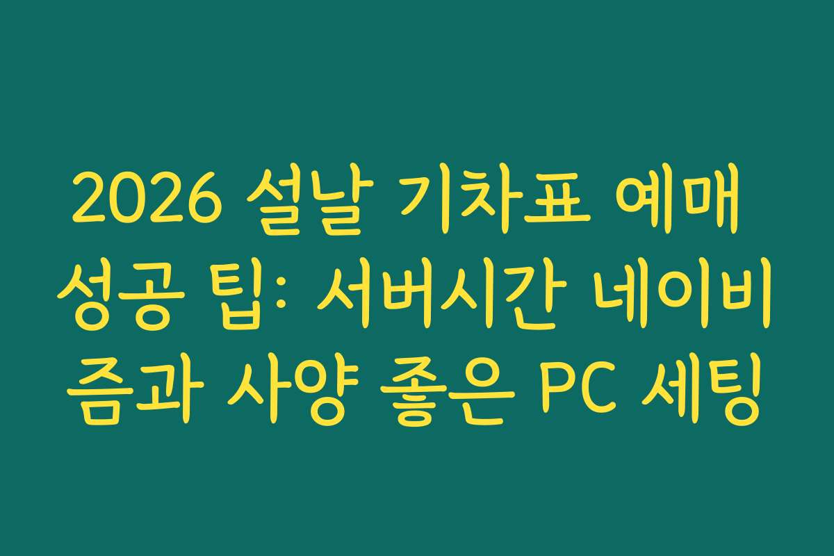 2026 설날 기차표 예매 성공 팁: 서버시간 네이비즘과 사양 좋은 PC 세팅