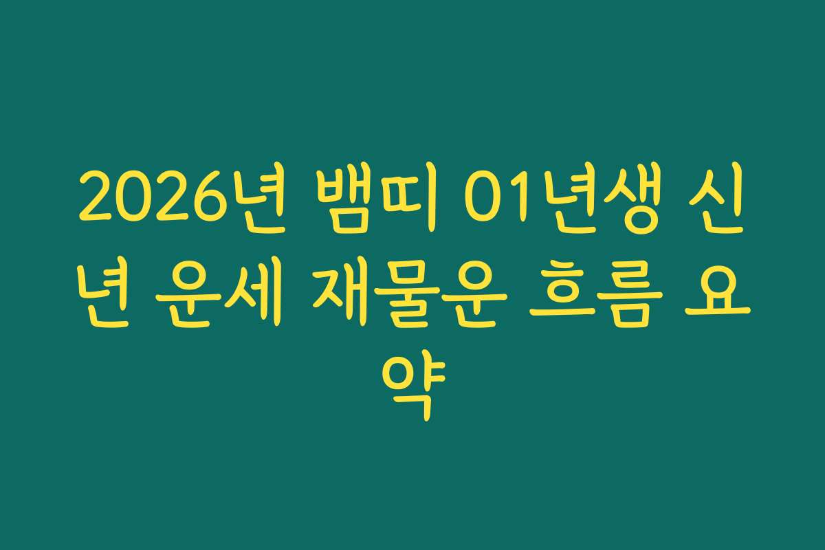 2026년 뱀띠 01년생 신년 운세 재물운 흐름 요약
