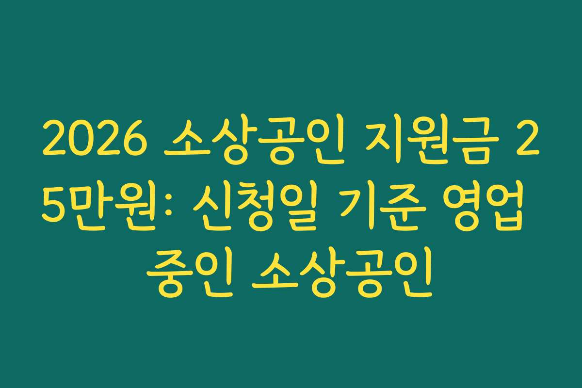2026 소상공인 지원금 25만원: 신청일 기준 영업 중인 소상공인