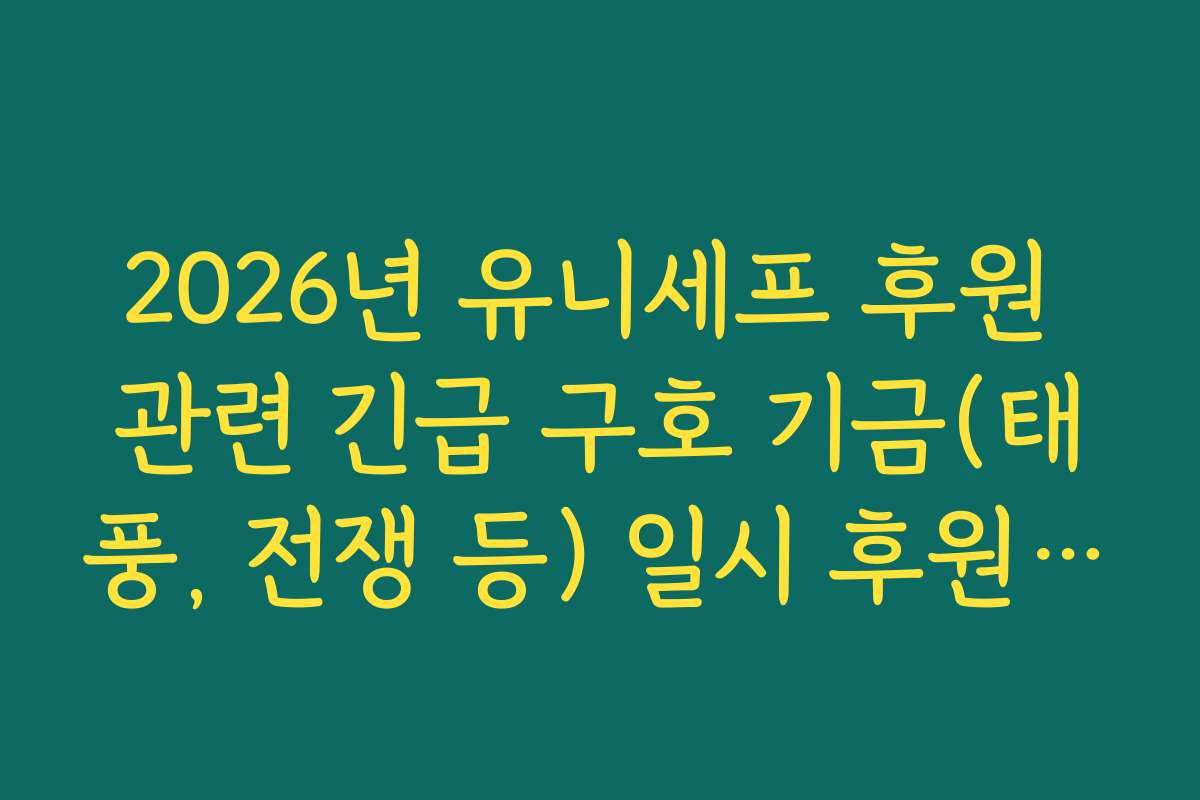 2026년 유니세프 후원 관련 긴급 구호 기금(태풍, 전쟁 등) 일시 후원 참여법