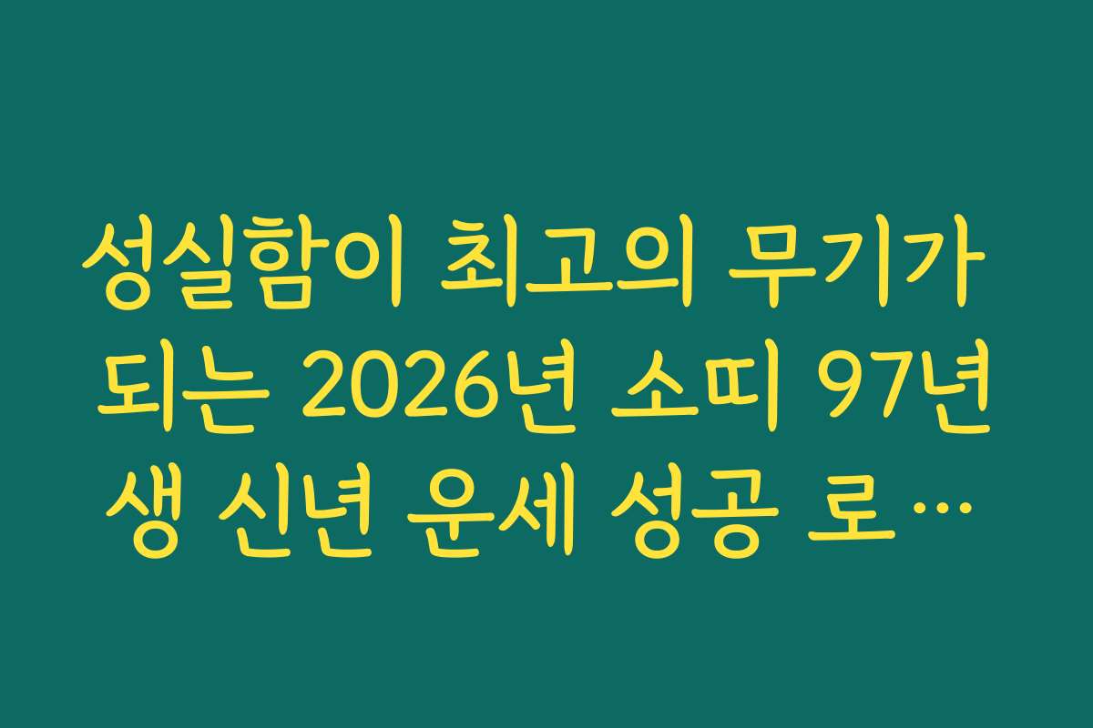 성실함이 최고의 무기가 되는 2026년 소띠 97년생 신년 운세 성공 로드맵