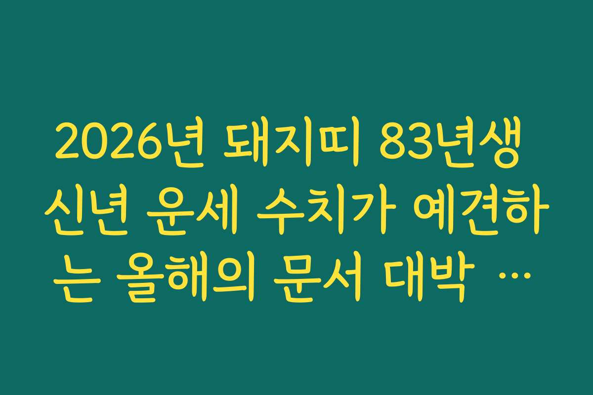 2026년 돼지띠 83년생 신년 운세 수치가 예견하는 올해의 문서 대박 사건